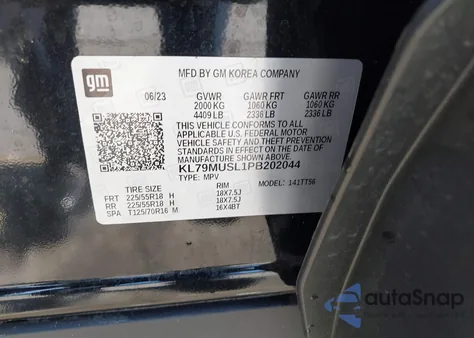 2023 Chevrolet Trailblazer Awd Rs z USA, uszkodzony, nr VIN KL79MUSL1PB202044